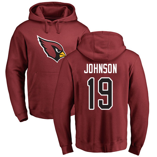 Arizona Cardinals Men Maroon KeeSean Johnson Name And Number Logo NFL Football #19 Pullover Hoodie Sweatshirts->nfl t-shirts->Sports Accessory
